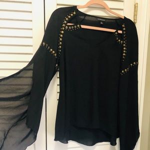 Black blouse with bead accents